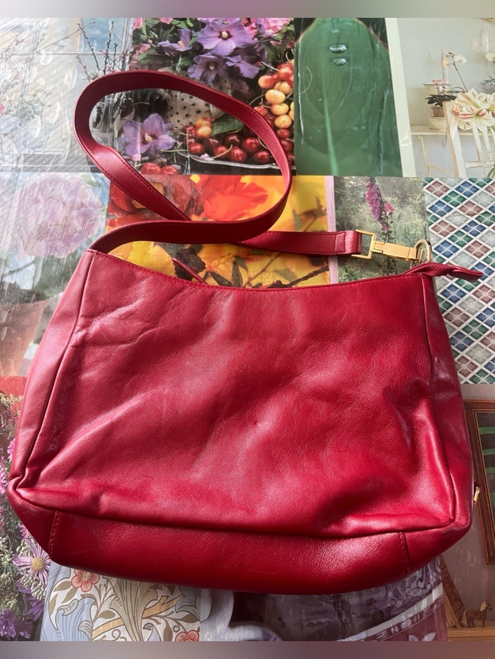 Etienne Aigner Early Hand Made Classic Antic Red Leather Shoulder Bag